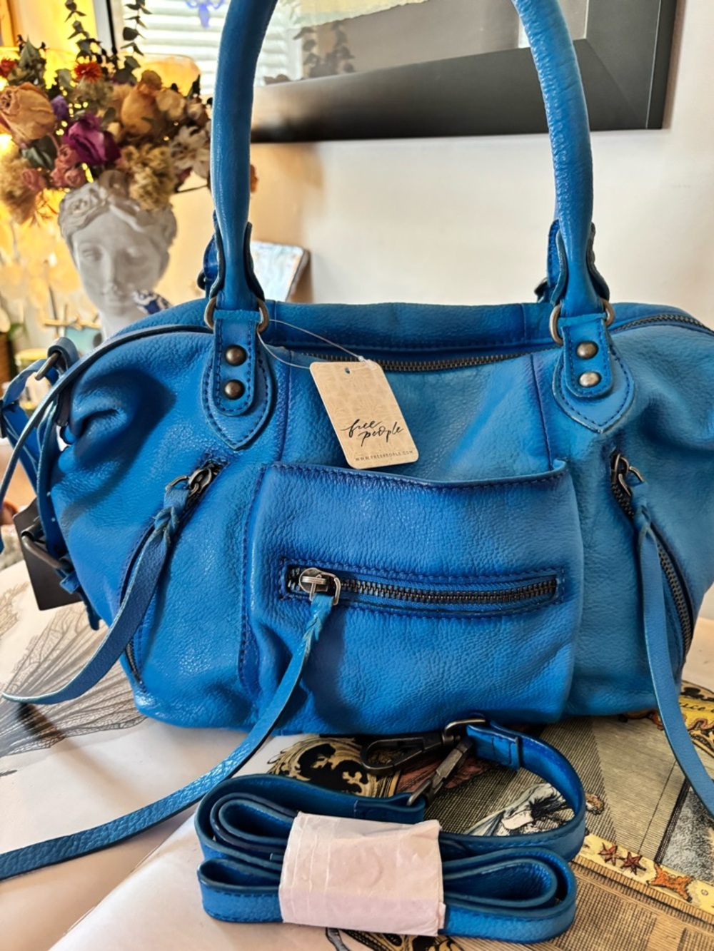 We The Free Baby Emerson Tote Bag - Aqua Blue  - NWT- Free People - Picture 3 of 12